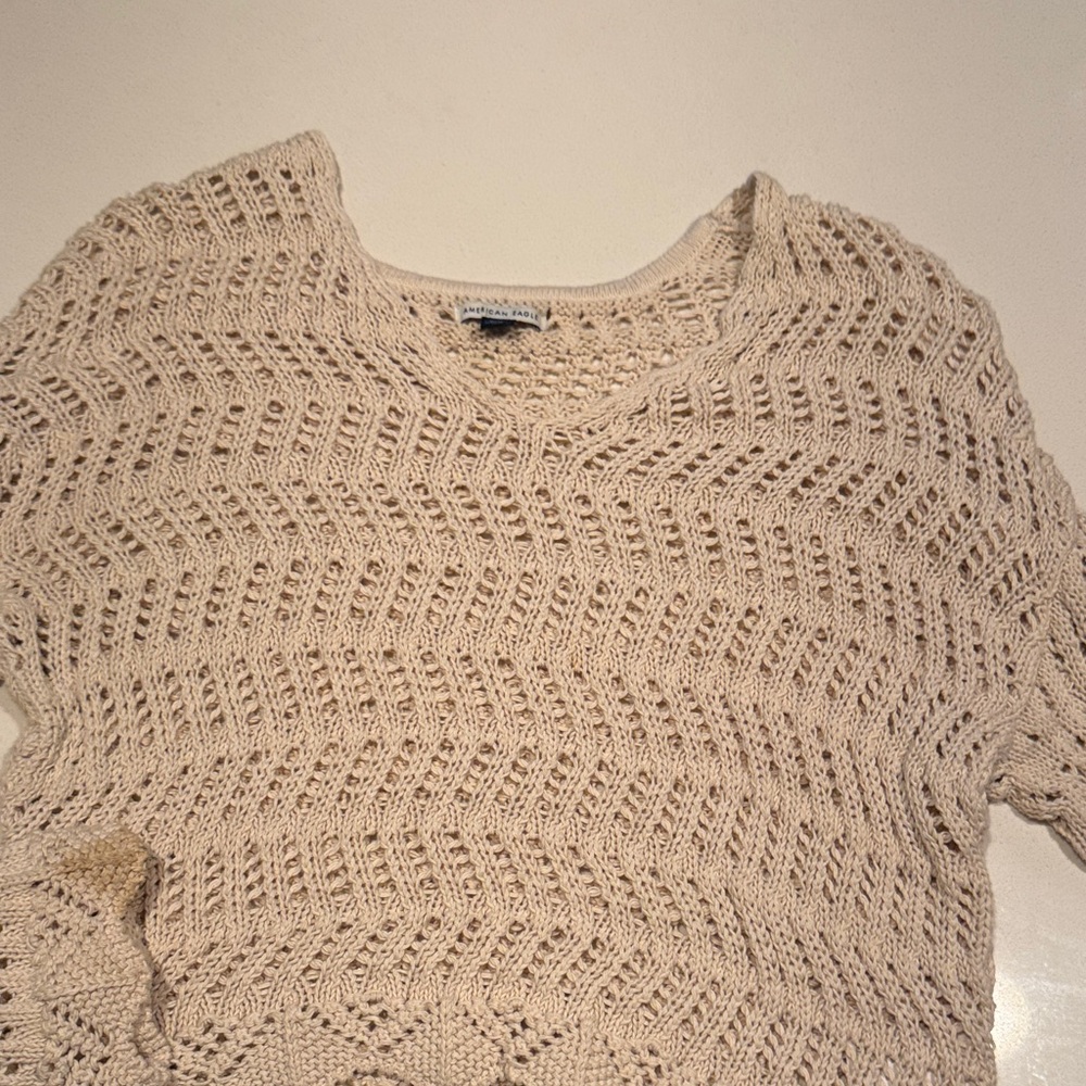 American Eagle Outfitters Cream V-Neck Sweater